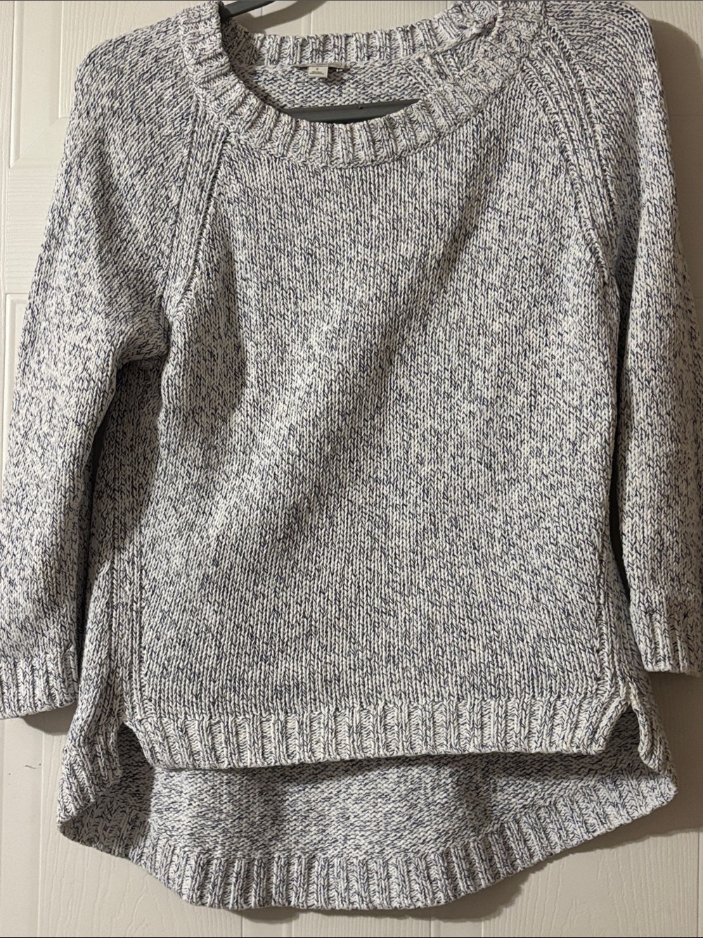 GAP Marled Crewneck Sweater in Blue and White